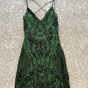 Windsor Green Backless Sequin Dress